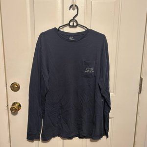 Vineyard Vines Vintage Whale Long - Sleeve Pocket Tee (Blue)